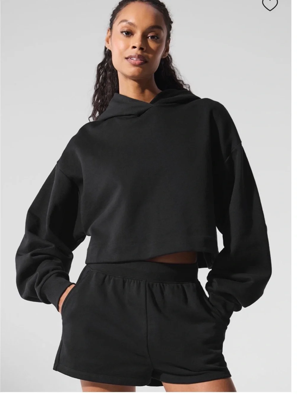 ALO Bae Cropped Hoodie (Navy)